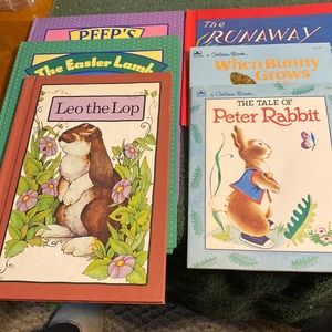 Vintage bundle of six Easter/bunny books. Four hardcover and two paperback.